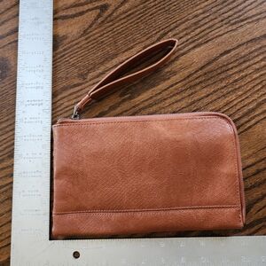 JOY Brown Textured Wristlet Clutch